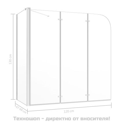 Душ кабина, 120x69x130 см, закалено стъкло, прозрачна