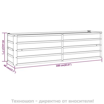 Градинска повдигната леха ръждив 160x40x45 см кортенова стомана