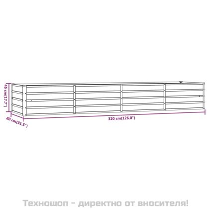Градинска повдигната леха ръждив 320x80x45 см кортенова стомана