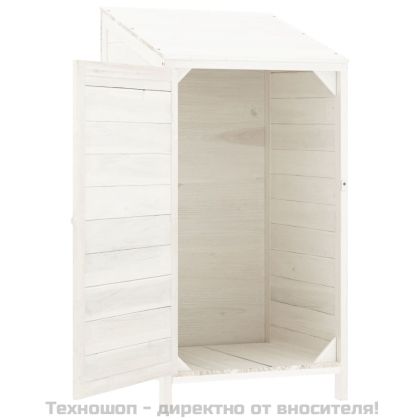 Градинска барака, бяла, 55x52x112 см, чамово дърво масив