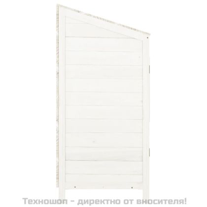 Градинска барака, бяла, 55x52x112 см, чамово дърво масив