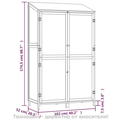 Градинска барака, 102x52x174,5 см, чамово дърво масив