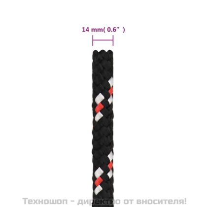 Въже за лодка черно 14 мм 100 м полипропилен