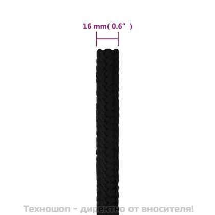 Работно въже черно 16 мм 50 м полиестер