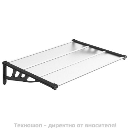 Навес за врата, черно и прозрачно, 122x90 см, поликарбонат