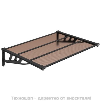 Навес за врата, черен, 122x90 см, поликарбонат