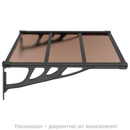 Навес за врата, черен, 122x90 см, поликарбонат