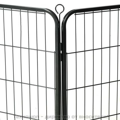Заграждение за куче, 8 панела, стомана, 60x80 см, черно