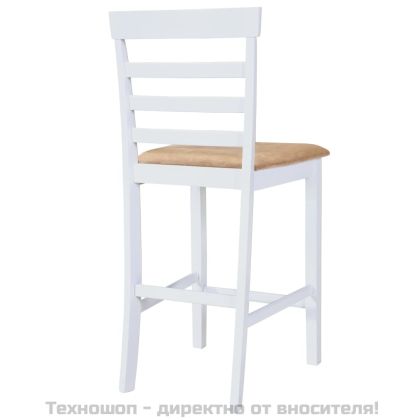 Бар столове, 2 бр, бели, текстил