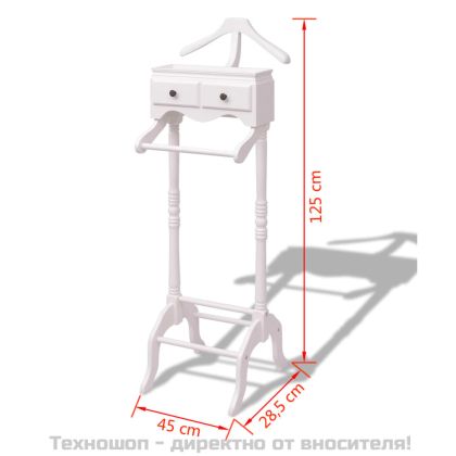 Щендер за дрехи с чекмедже, дърво, бяло