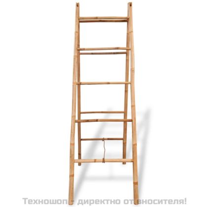 Двойна стълба за кърпи, с 5 бабукови стъпълца, 50x160 cм