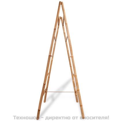 Двойна стълба за кърпи, с 5 бабукови стъпълца, 50x160 cм