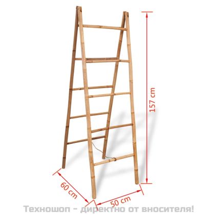 Двойна стълба за кърпи, с 5 бабукови стъпълца, 50x160 cм