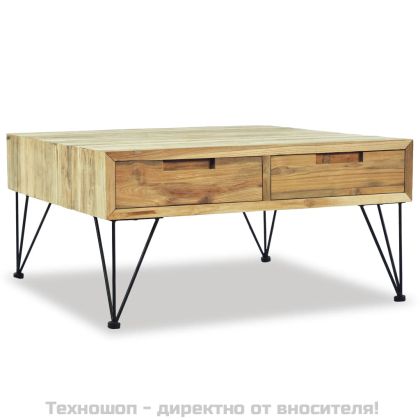 Маса за кафе, 80x80x40 см, тиково дърво масив