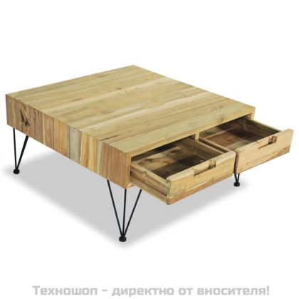 Маса за кафе, 80x80x40 см, тиково дърво масив