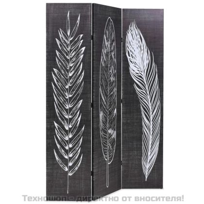 Сгъваем параван за стая, 120x170 см, пера, черно и бяло