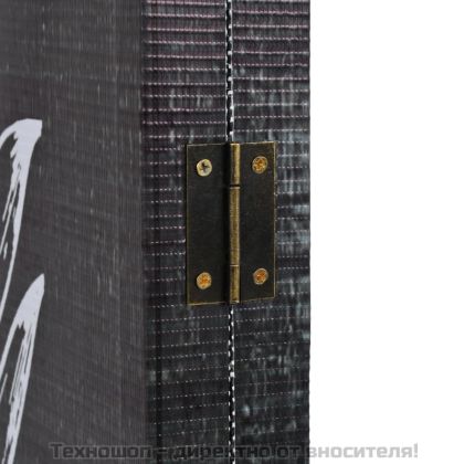 Сгъваем параван за стая, 160x170 см, пера, черно и бяло