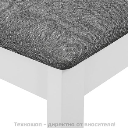 Трапезни столове с тапицерия, 4 бр, бели, масивна дървесина