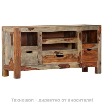 Сайдборд, сив, 100x30x50 см, акациево дърво масив
