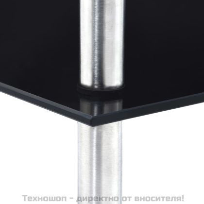 Етажерка с 5 рафта, черна, 30x30x130 см, закалено стъкло