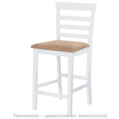 Комплект бяла дървена конзолна маса и 4 бар стола