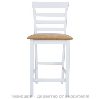 Комплект бяла дървена конзолна маса и 4 бар стола