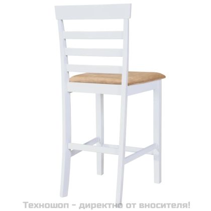 Комплект бяла дървена конзолна маса и 4 бар стола