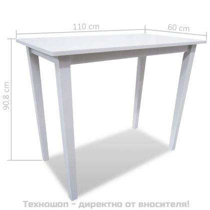 Комплект бяла дървена конзолна маса и 4 бар стола