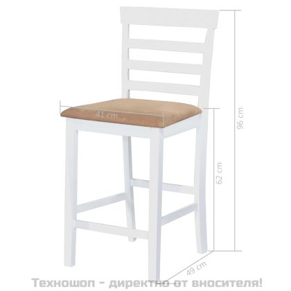 Комплект бяла дървена конзолна маса и 4 бар стола