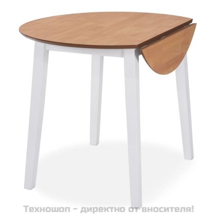 Трапезен комплект, 5 части, МДФ и каучукова дървесина, бял