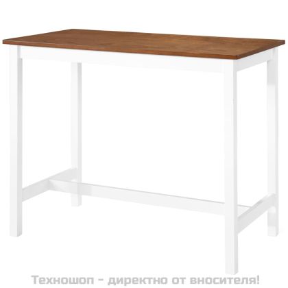 Комплект бар маса и столове, 3 части, дървен масив, кафяв и бял