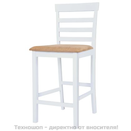 Комплект бар маса и столове, 3 части, дървен масив, кафяв и бял