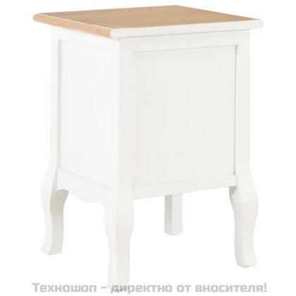 Нощни шкафчета, 2 бр, бели, 35x30x49 см, МДФ