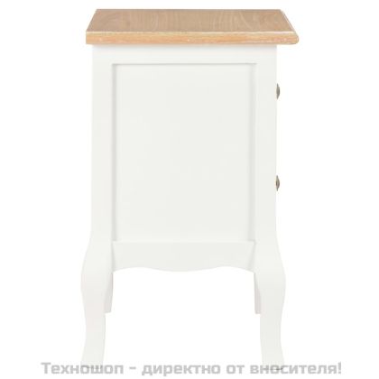 Нощни шкафчета, 2 бр, бели, 35x30x49 см, МДФ