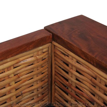 2-местен диван с възглавници, кафяв, естествен ратан