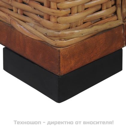 2-местен диван с възглавници, кафяв, естествен ратан