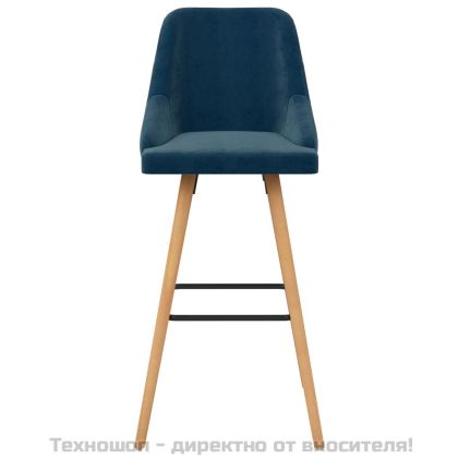Бар столове, 2 бр, сини, кадифе