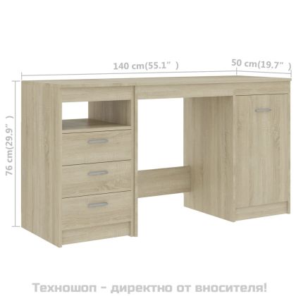Бюро, дъб сонома, 140x50x76 см, инженерно дърво