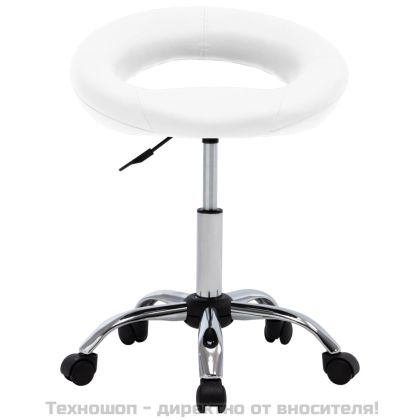 Въртящ се трапезен стол, бял, изкуствена кожа