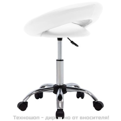 Въртящ се трапезен стол, бял, изкуствена кожа