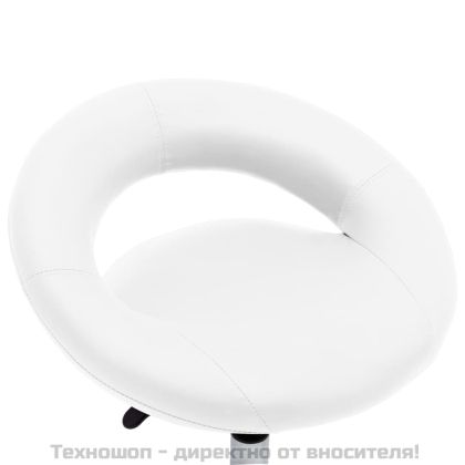 Въртящ се трапезен стол, бял, изкуствена кожа