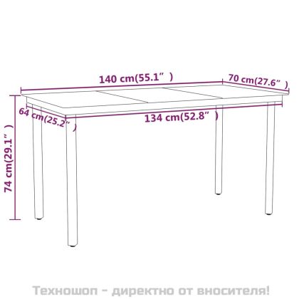 Градински трапезен комплект, 7 части, черен