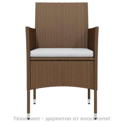 Градински трапезен комплект с възглавници 5 части, кафяво/черно