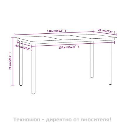 Градински трапезен комплект с възглавници 5 части, кафяво/черно