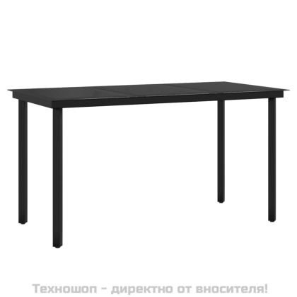 Градински трапезен комплект с възглавници 7 части черен