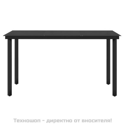 Градински трапезен комплект с възглавници 7 части черен