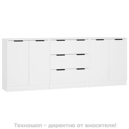 Бюфет от 3 части, бял, инженерно дърво