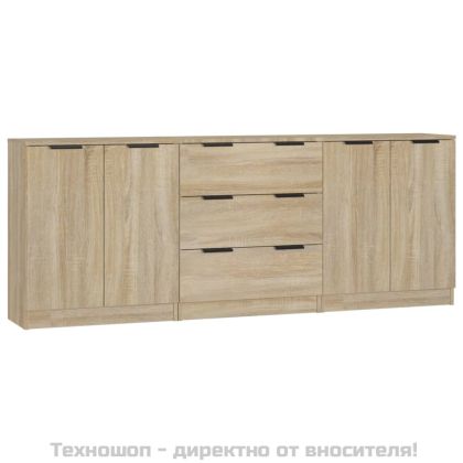 Бюфет от 3 части, сонома дъб, инженерно дърво