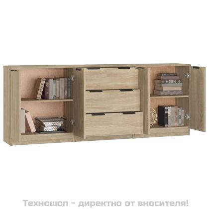 Бюфет от 3 части, сонома дъб, инженерно дърво
