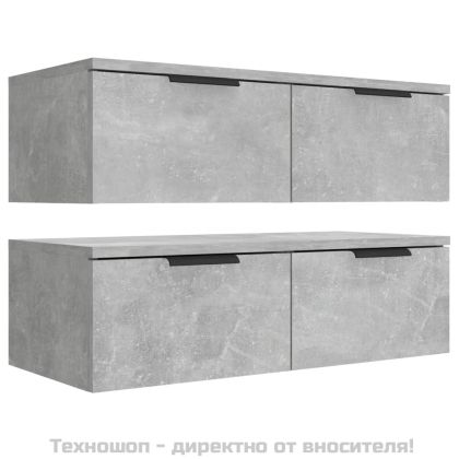Стенни шкафове 2 бр бетонно сиви 68x30x20 см инженерно дърво